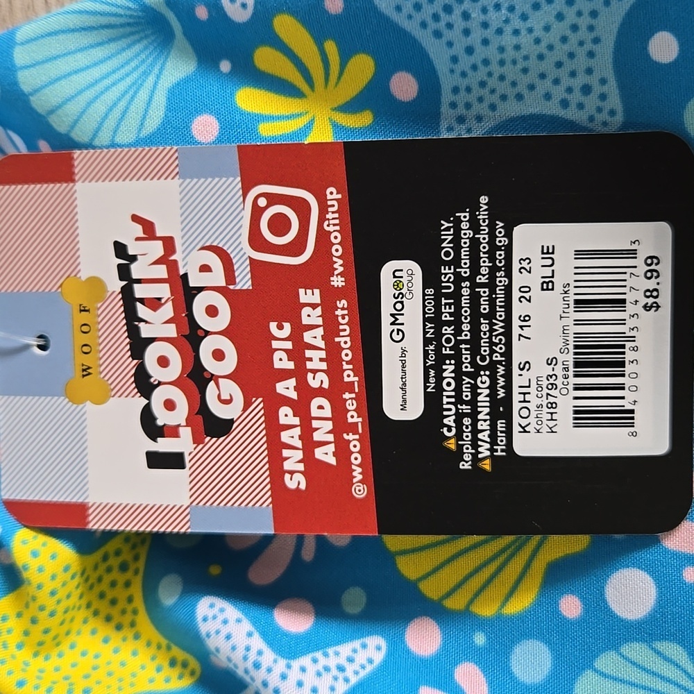 WOOF | Pet Swimsuit/Ocean Swim Trunks in Blue sz S - Picture 7 of 7